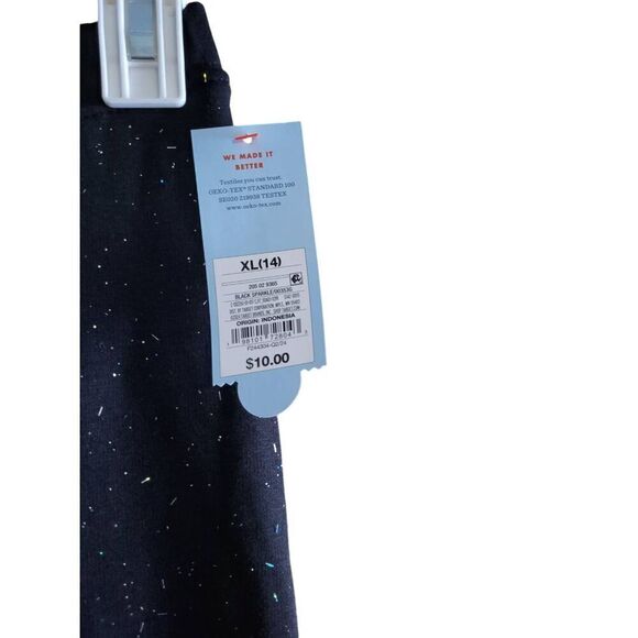 Cat & Jack Girls' Sparkle Black Leggings XL 14 - Picture 3 of 4